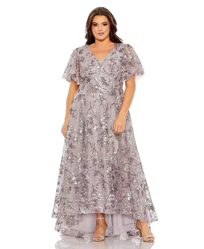 Платье с V-образным вырезом и расклешенными рукавами силуэта А-силуэта с декоративными элементами, plus size Mac Duggal, фиолетовый
Платье с V-образным вырезом и расклешенными рукавами силуэта А-силуэта с декоративными элементами, plus size Mac Duggal, фиолетовый