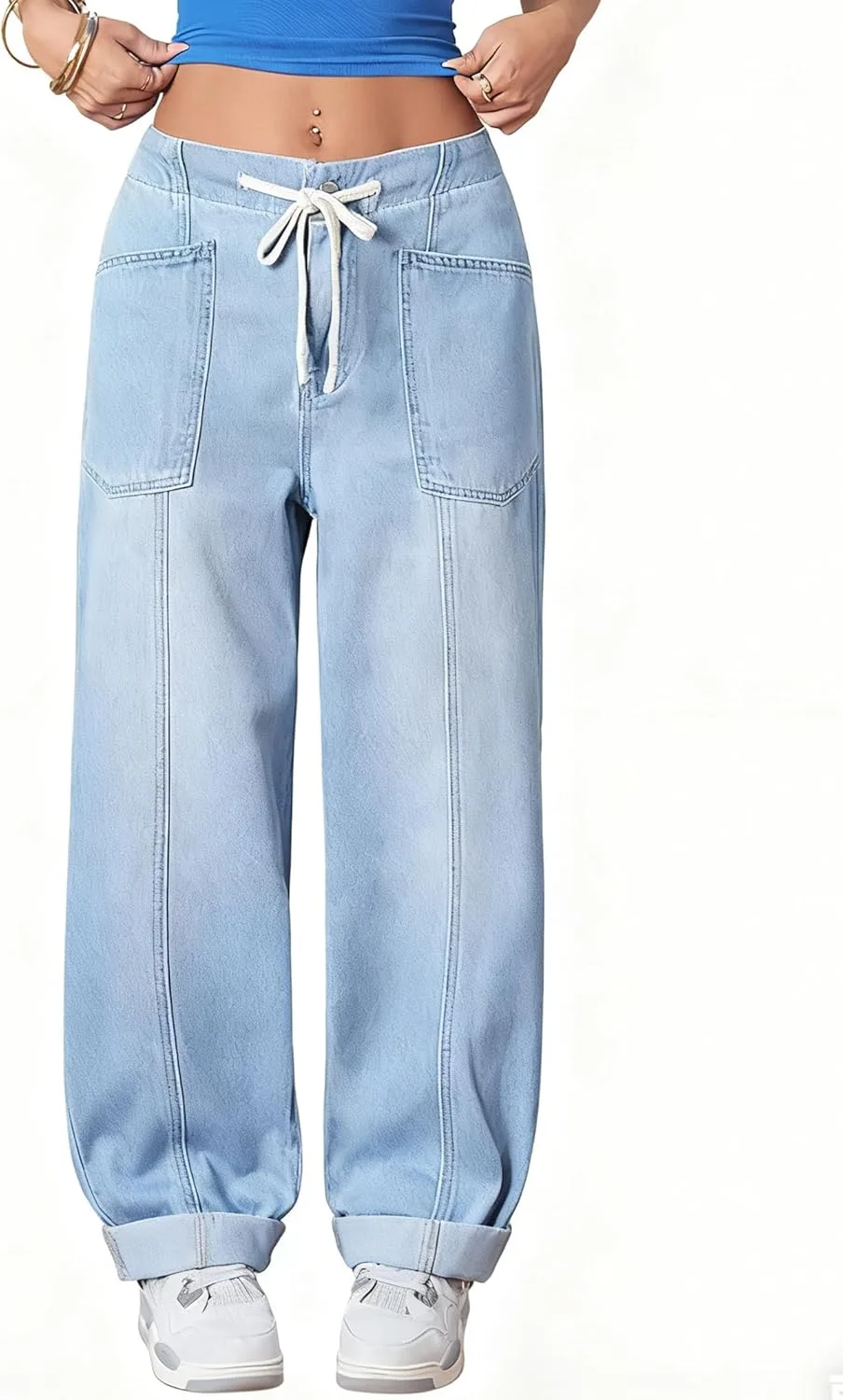 Женские джинсы с высокой талией и шнурком, прямые широкие Tinscor
Женские джинсы с высокой талией и шнурком, прямые широкие Tinscor