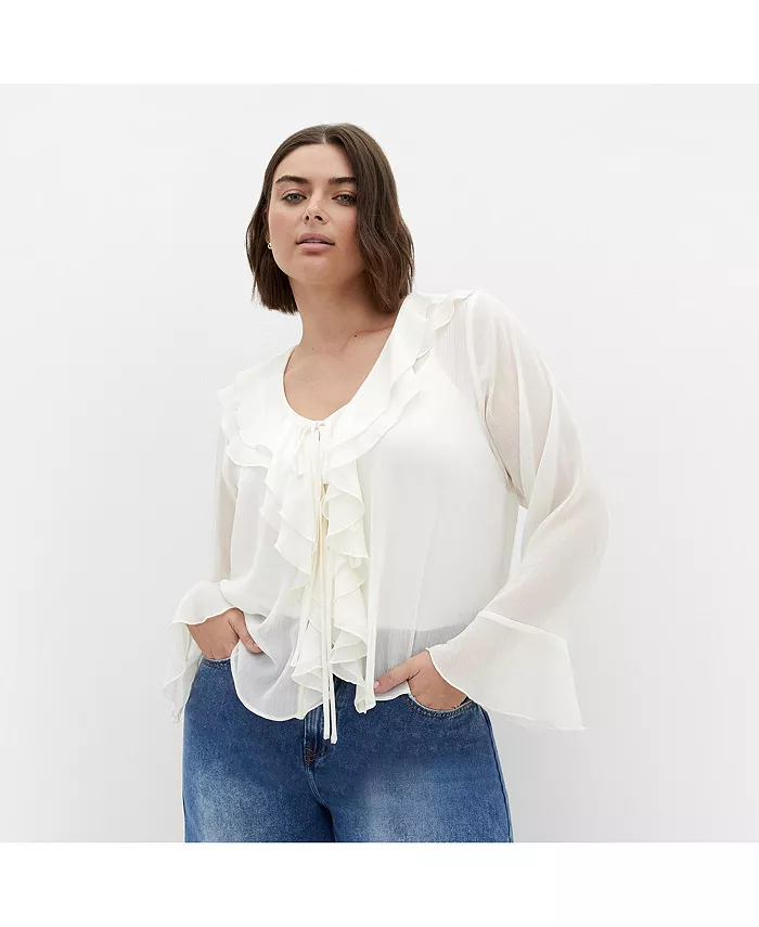 Женский топ больших размеров с прозрачными оборками CITY CHIC, белый
Женский топ больших размеров с прозрачными оборками CITY CHIC, белый