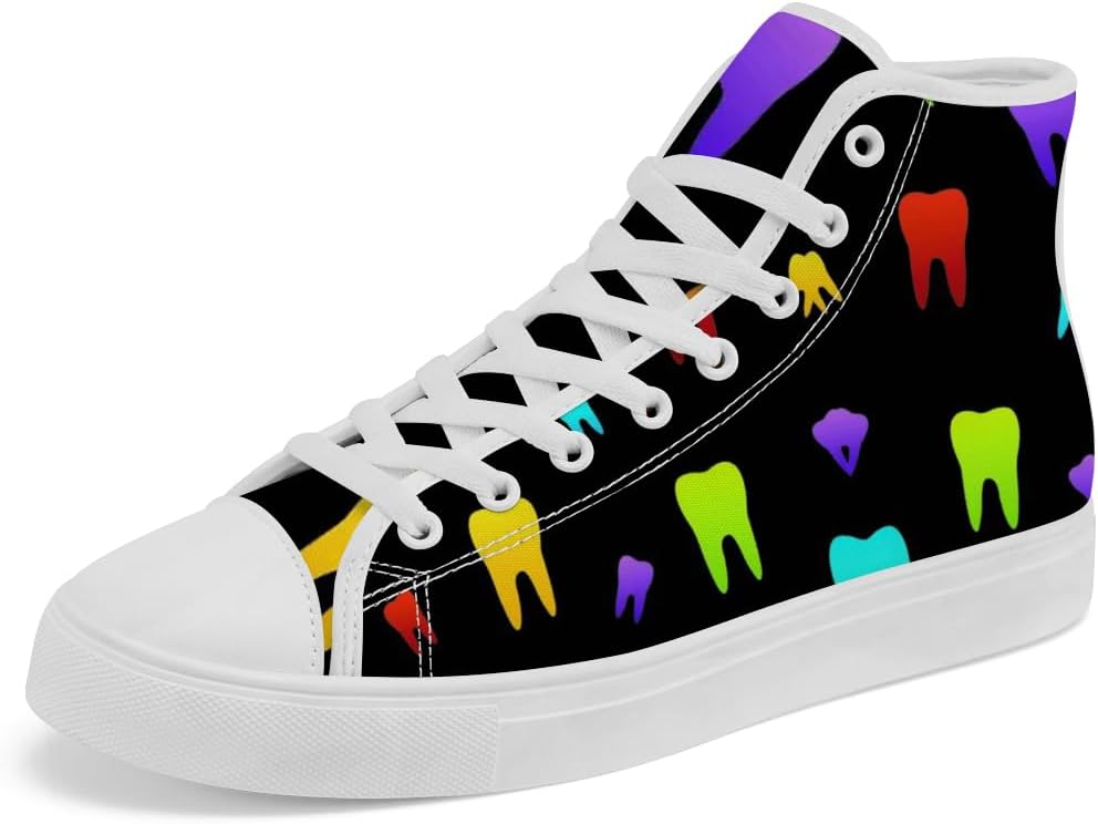 Высокие кеды на полотняной подошве с зубным принтом для женщин и мужчин, высокие кроссовки на шнуровке, повседневная обувь Chebing, 630 Rainbow
Высокие кеды на полотняной подошве с зубным принтом для женщин и мужчин, высокие кроссовки на шнуровке, повседневная обувь Chebing, 630 Rainbow