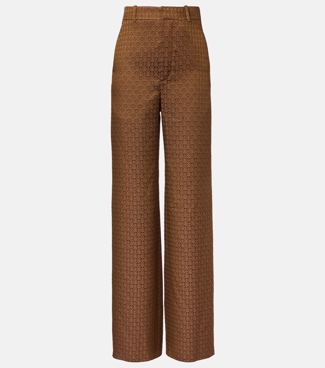Брюки широкие с высокой талией из жаккарда Saint Laurent, Ocre
Брюки широкие с высокой талией из жаккарда Saint Laurent, Ocre