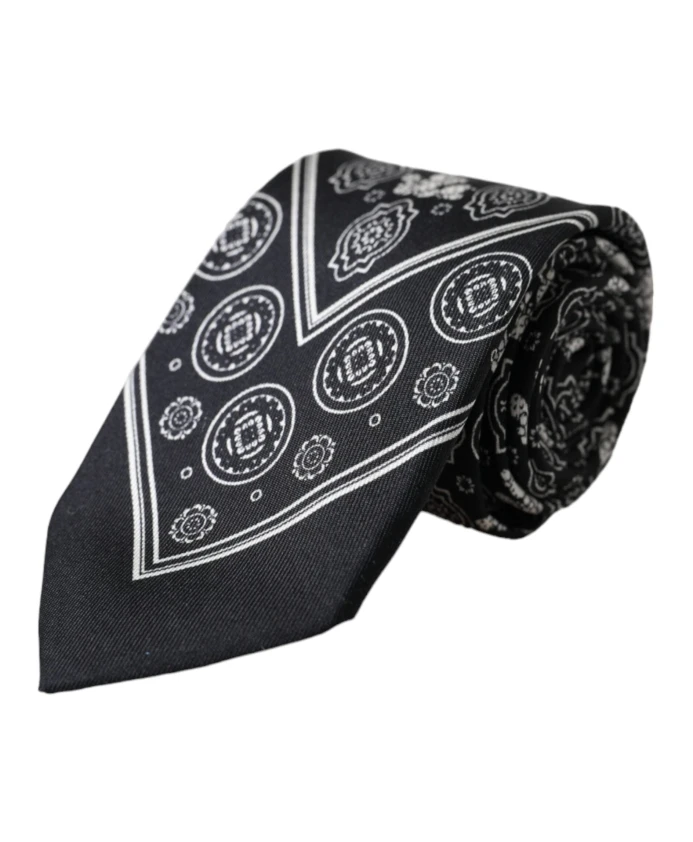 Шелковый галстук с узором и логотипом Dolce & Gabbana, черный
Шелковый галстук с узором и логотипом Dolce & Gabbana, черный