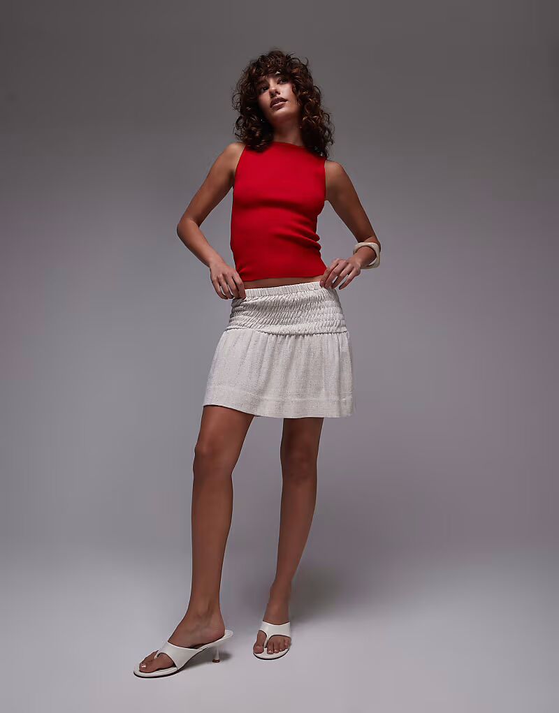 Мини-юбка Topshop с высокой талией и сборками по бокам, натуральный цвет
Мини-юбка Topshop с высокой талией и сборками по бокам, натуральный цвет