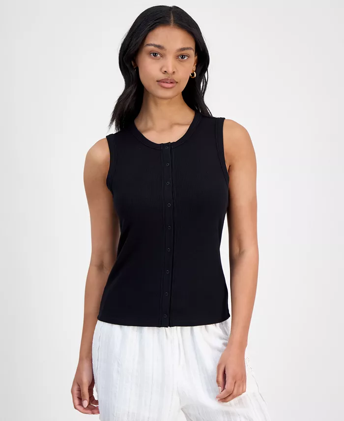 Женский ребристый топ на застежке-кнопке And Now This, черный
Женский ребристый топ на застежке-кнопке And Now This, черный