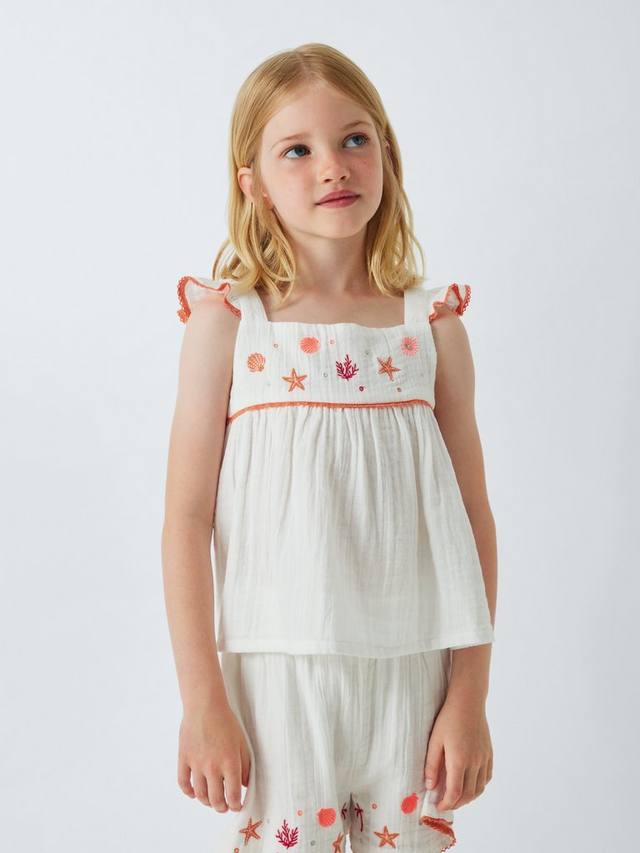Детский топ с вышивкой и рюшами на рукавах John Lewis, White, Orange
Детский топ с вышивкой и рюшами на рукавах John Lewis, White, Orange