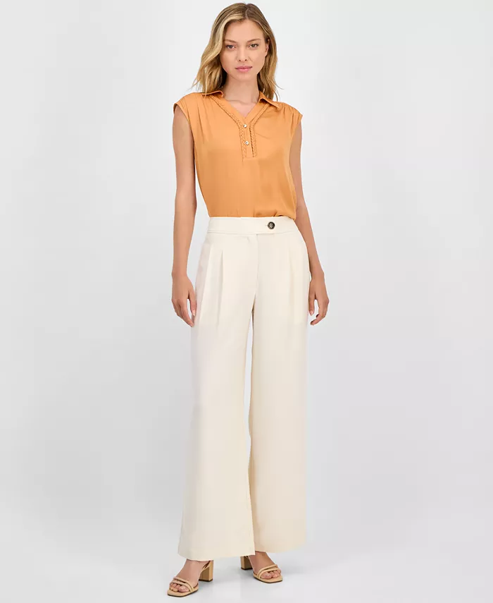 Женские плиссированные брюки широкого кроя T Tahari, коричневый/бежевый
Женские плиссированные брюки широкого кроя T Tahari, коричневый/бежевый