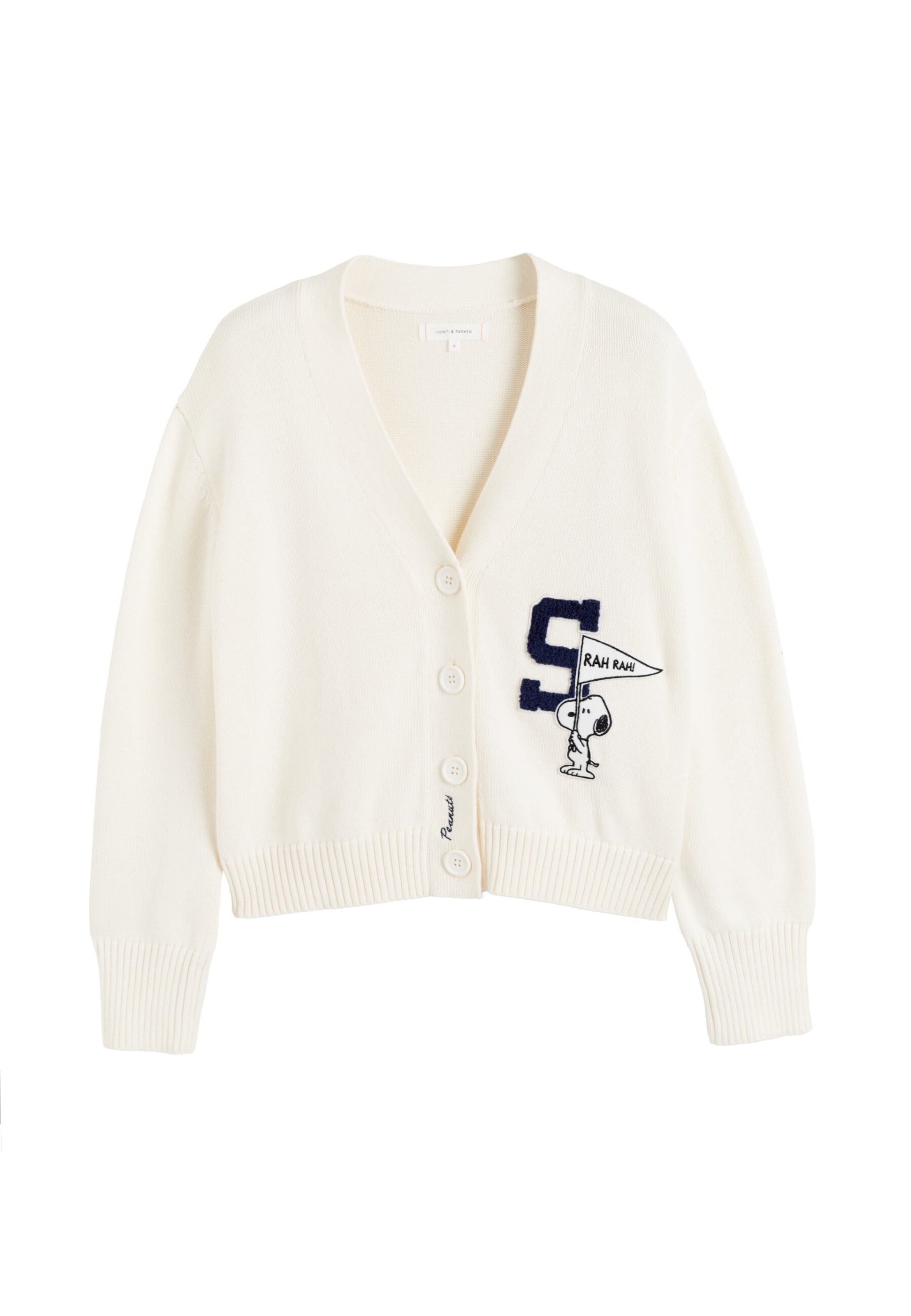 Chinti & Parker Вязаный кардиган 'Snoopy Varsity' в цвете Cream
Chinti & Parker Вязаный кардиган 'Snoopy Varsity' в цвете Cream