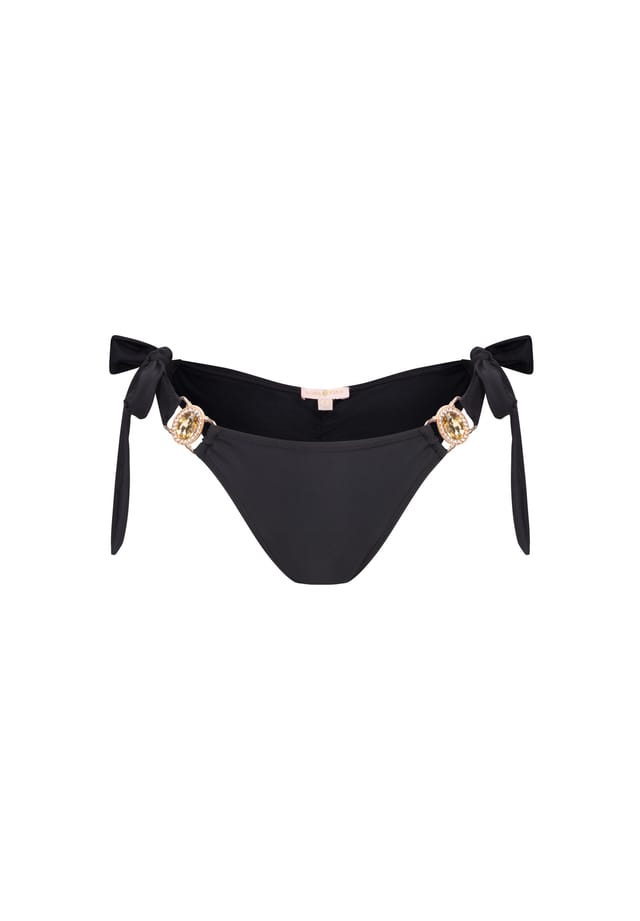 Плавки бикини в бразильском стиле Amour с завязками по бокам и потрясающей отделкой камнями Moda Minx, черный
Плавки бикини в бразильском стиле Amour с завязками по бокам и потрясающей отделкой камнями Moda Minx, черный