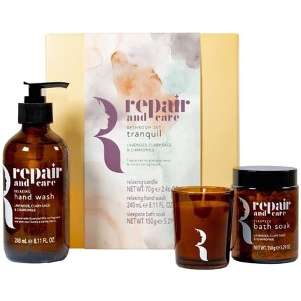Набор для ванной комнаты Repair and Care Tranquil Свеча 70 г Средство для купания 150 г Мытье рук 240 мл The Somerset Toiletry Company
Набор для ванной комнаты Repair and Care Tranquil Свеча 70 г Средство для купания 150 г Мытье рук 240 мл The Somerset Toiletry Company