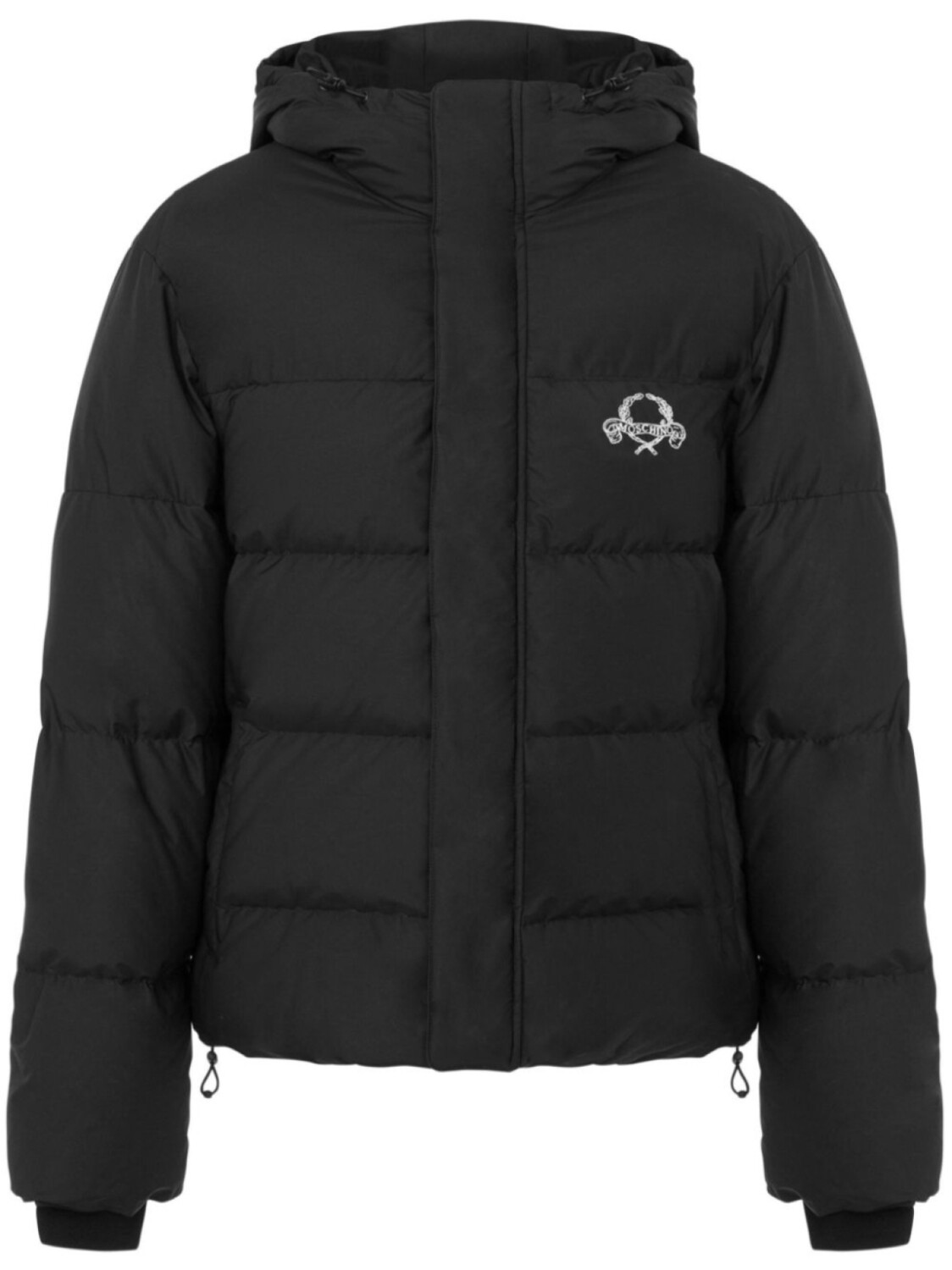 Пуховик с вышитым логотипом Moschino, черный
Пуховик с вышитым логотипом Moschino, черный
