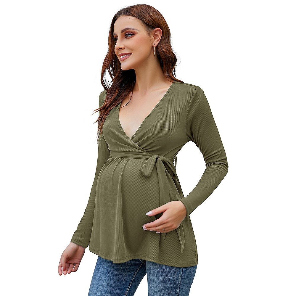 Рубашки для беременных, женские повседневные топы для беременных, туника с рукавами для беременных, топ с завязкой спереди и запахом MISSKY, цвет Olive
Рубашки для беременных, женские повседневные топы для беременных, туника с рукавами для беременных, топ с завязкой спереди и запахом MISSKY, цвет Olive