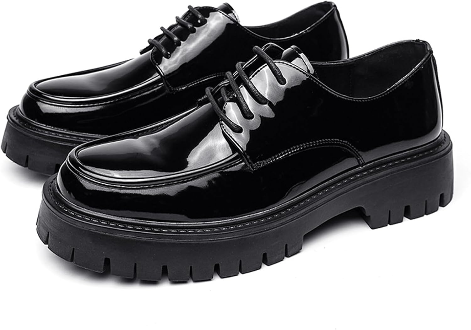 Мужские оксфорды из лаковой кожи на платформе, круглый носок, шнуровка, подошва с протектором, нескользящие, деловые, повседневные и формальные туфли Ghibhna, черный
Мужские оксфорды из лаковой кожи на платформе, круглый носок, шнуровка, подошва с протектором, нескользящие, деловые, повседневные и формальные туфли Ghibhna, черный