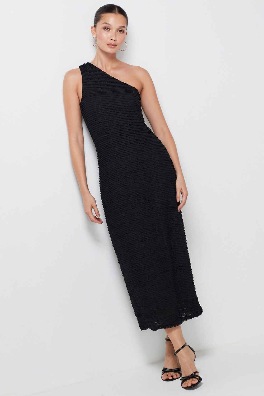 Фактурное платье миди на одно плечо Next, черный
Фактурное платье миди на одно плечо Next, черный