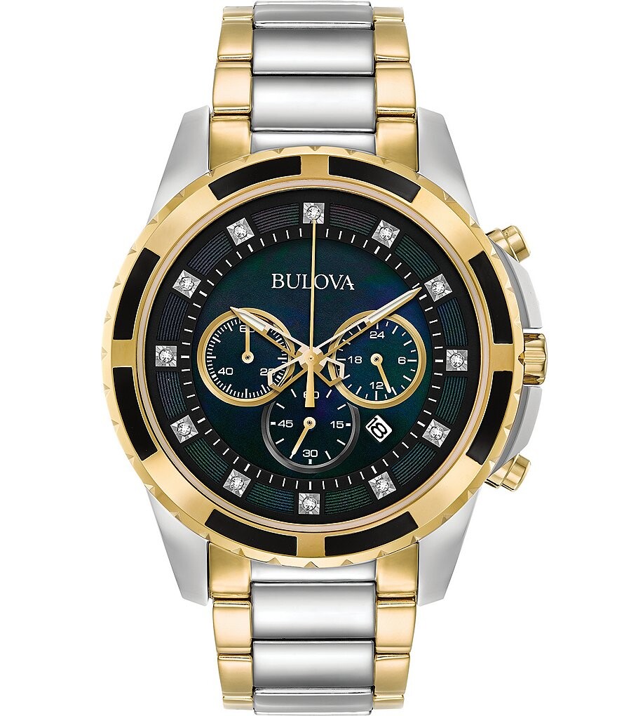 Мужские часы Bulova с двухцветным браслетом из нержавеющей стали и хронографом с бриллиантами, мультиколор
Мужские часы Bulova с двухцветным браслетом из нержавеющей стали и хронографом с бриллиантами, мультиколор