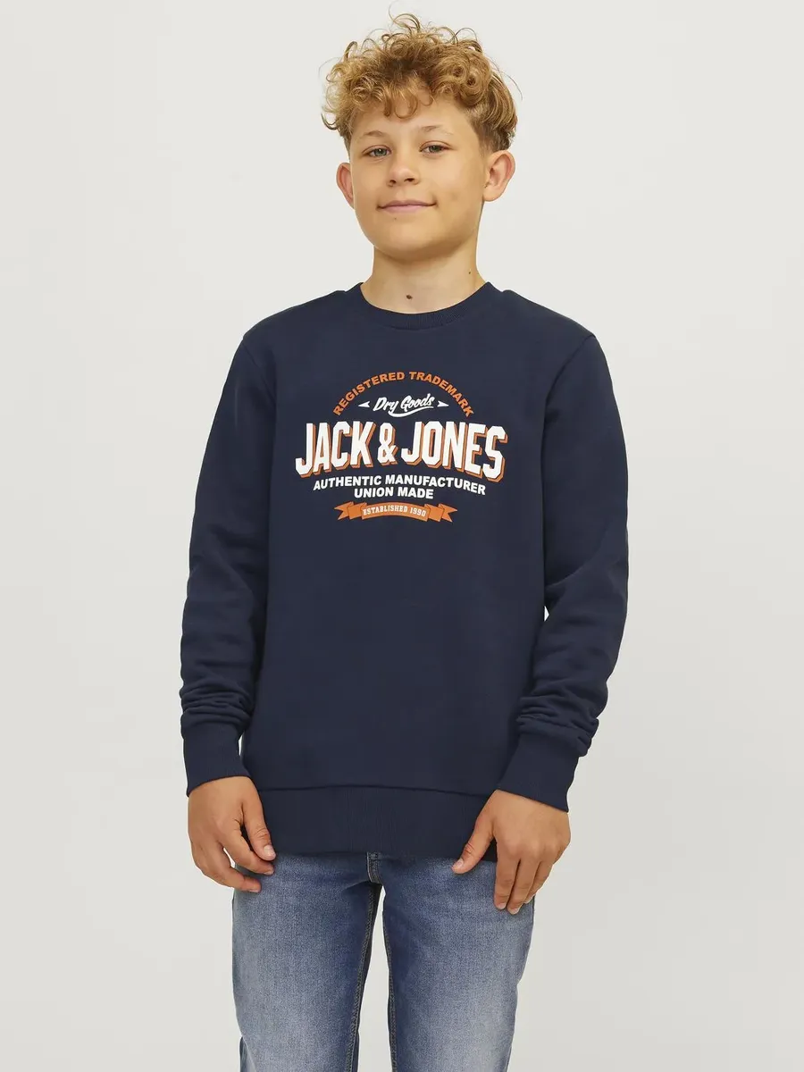 Толстовка Jack & Jones Junior "JJELOGO SWEAT CREW 2 COL 24/25 NOOS JNR", синий 
Толстовка Jack & Jones Junior "JJELOGO SWEAT CREW 2 COL 24/25 NOOS JNR", синий