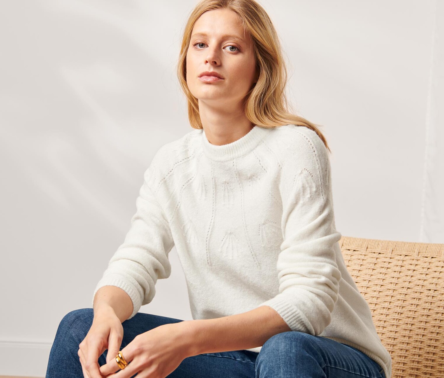 Вязаный свитер с шерстью Tchibo, кремового цвета
Вязаный свитер с шерстью Tchibo, кремового цвета