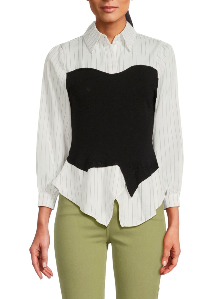 Многослойный корсет и рубашка в тонкую полоску на пуговицах Avantlook, черный
Многослойный корсет и рубашка в тонкую полоску на пуговицах Avantlook, черный