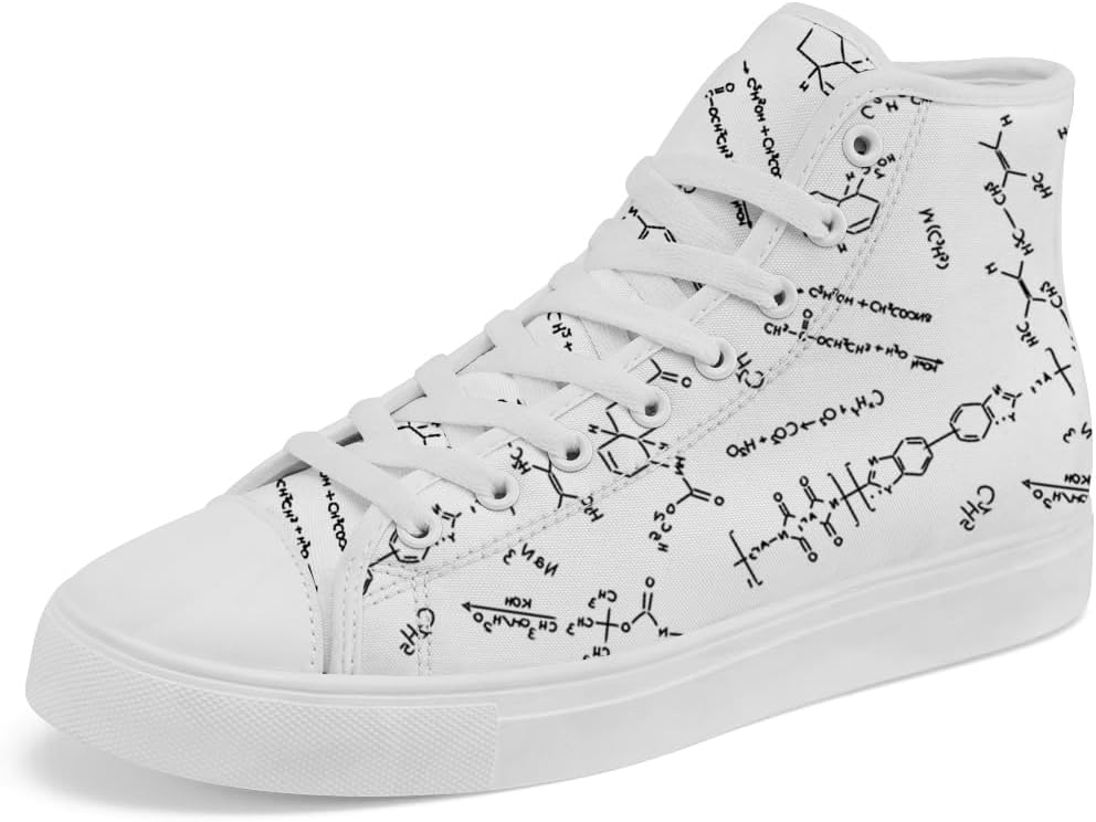 Высокие кеды на холщовой подошве с химическими формулами для женщин и мужчин, шнуровка, повседневная обувь Chebing, белый
Высокие кеды на холщовой подошве с химическими формулами для женщин и мужчин, шнуровка, повседневная обувь Chebing, белый