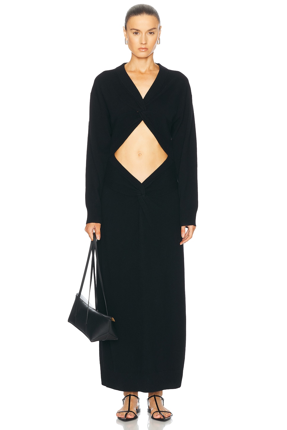 Кашемировое платье с отворотом и развязкой Christopher Esber, черный
Кашемировое платье с отворотом и развязкой Christopher Esber, черный