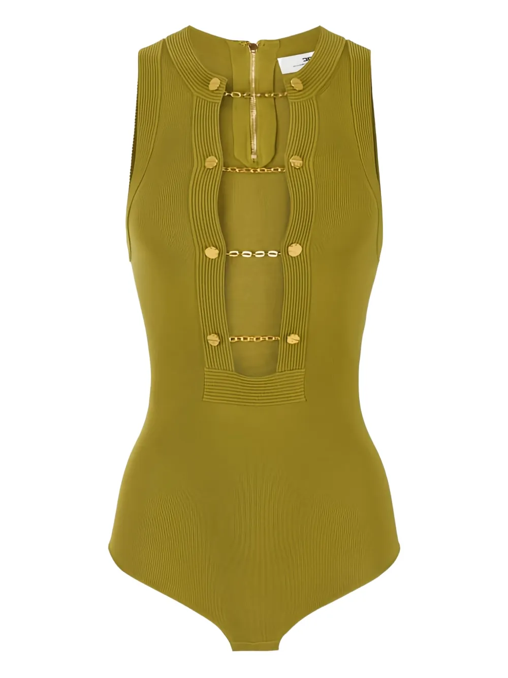 Вязаное боди с цепочным декором Elisabetta Franchi, зеленый 
Вязаное боди с цепочным декором Elisabetta Franchi, зеленый