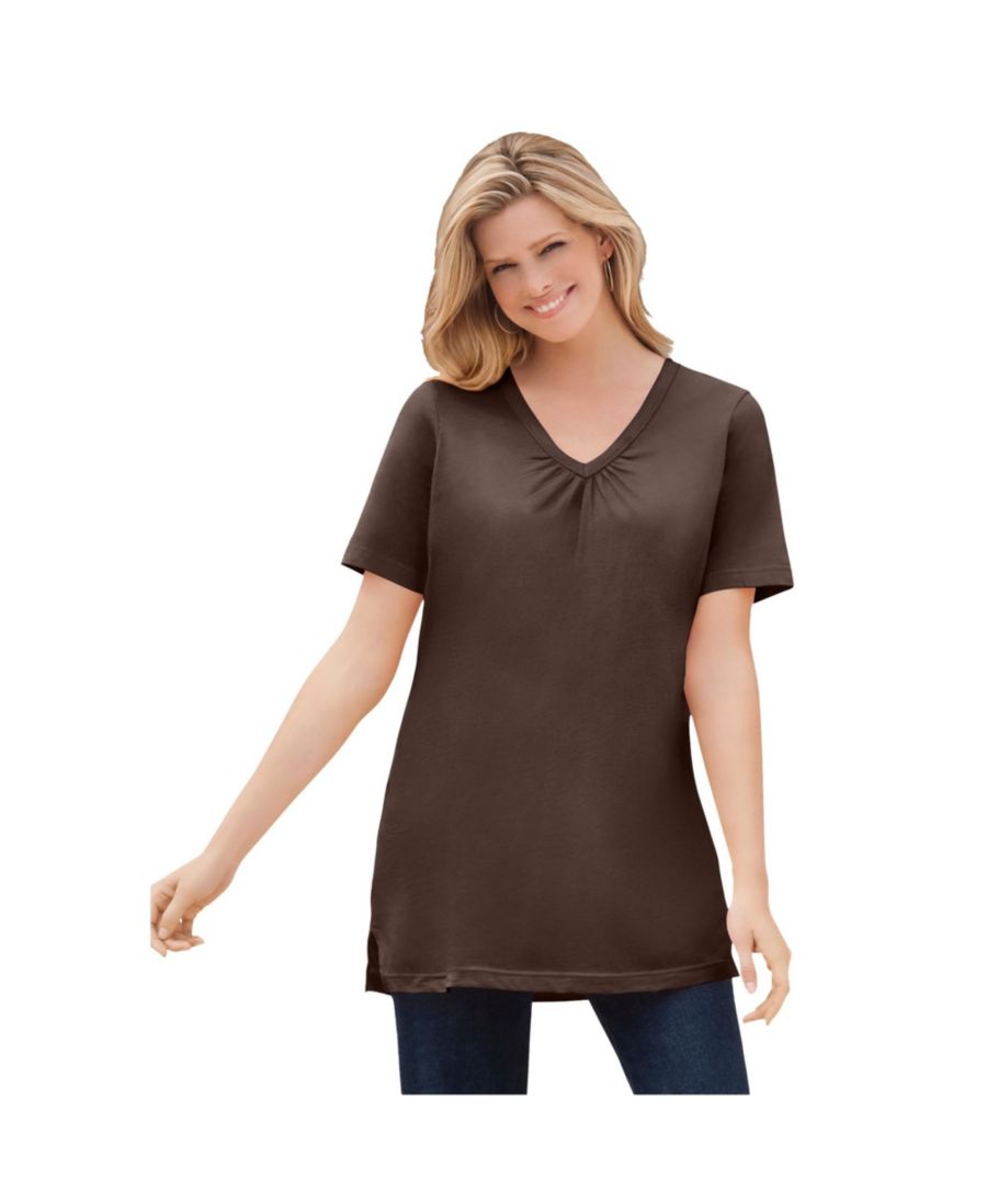 Туника с короткими рукавами и V-образным вырезом от Plus Size Within Perfect Woman Within, Chocolate
Туника с короткими рукавами и V-образным вырезом от Plus Size Within Perfect Woman Within, Chocolate