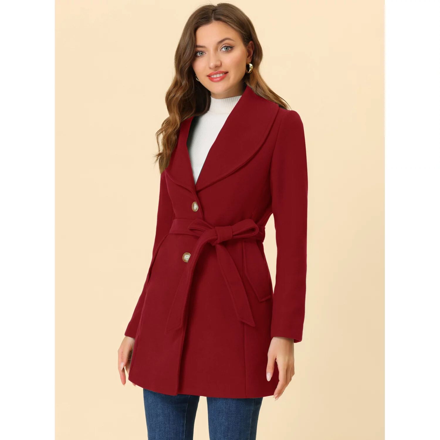 Женский симпатичный однобортный однобортный плащ с длинным поясом и отложным воротником ALLEGRA K, темно-синий 
Женский симпатичный однобортный однобортный плащ с длинным поясом и отложным воротником ALLEGRA K, темно-синий