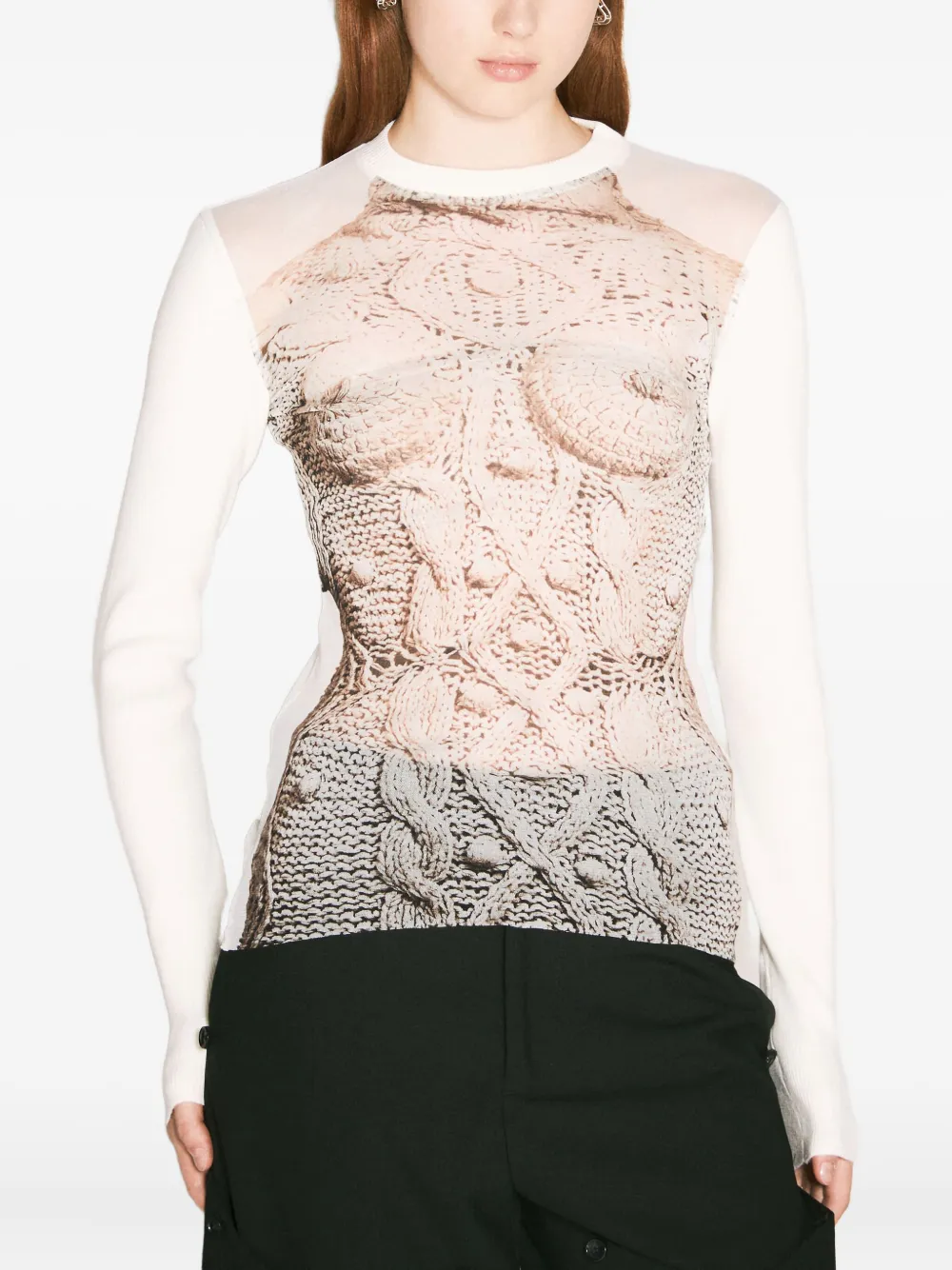 Сетчатый топ с графичным принтом Jean Paul Gaultier, белый
Сетчатый топ с графичным принтом Jean Paul Gaultier, белый