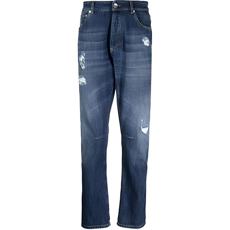 Джинсы с потертой нашивкой логотипа Brunello Cucinelli, синий
Джинсы с потертой нашивкой логотипа Brunello Cucinelli, синий