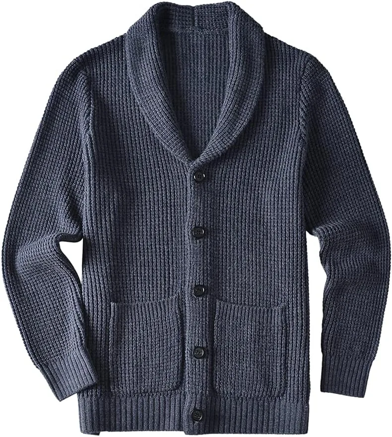 Мужской кардиган с воротником шаль и карманами ZHILI
Мужской кардиган с воротником шаль и карманами ZHILI