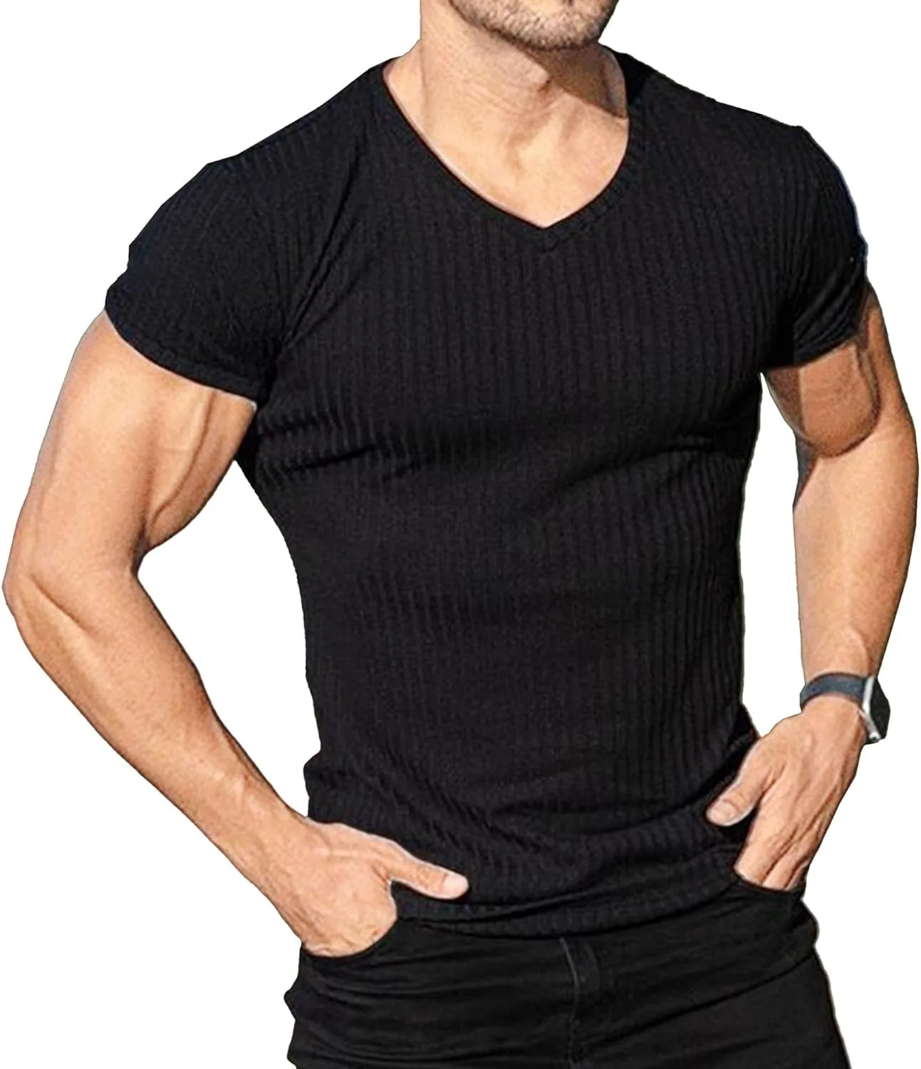 Мужская футболка V-образным вырезом с коротким рукавом Slim Fit Aosufei
Мужская футболка V-образным вырезом с коротким рукавом Slim Fit Aosufei