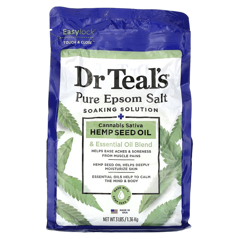Dr. Teal's, чистая английская соль, раствор для замачивания, конопляное масло, 1,36 кг (3 фунта)
Dr. Teal's, чистая английская соль, раствор для замачивания, конопляное масло, 1,36 кг (3 фунта)