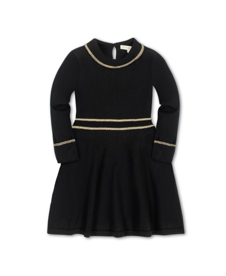 Детское платье-свитер с длинными рукавами и воротником-рюшами из органического хлопка для девочек Hope & Henry, Black with gold
Детское платье-свитер с длинными рукавами и воротником-рюшами из органического хлопка для девочек Hope & Henry, Black with gold