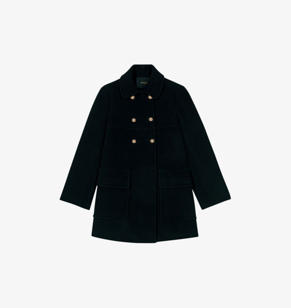 Двубортное пальто из смесовой шерсти с высоким воротником Maje, мультиколор 
Двубортное пальто из смесовой шерсти с высоким воротником Maje, мультиколор