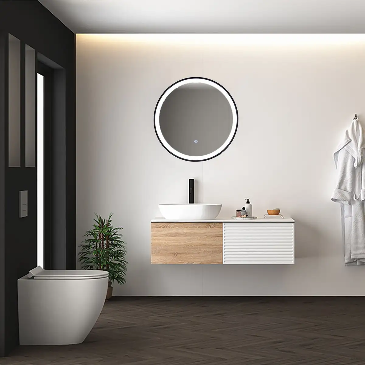 Светодиодный светильник для зеркала для ванной комнаты Paco Home "YANNI", со светодиодной лампочкой, сменный, класс защиты IP44, сенсорная функция, размер. ок. 50 см Ø 50 см, черный
Светодиодный светильник для зеркала для ванной комнаты Paco Home "YANNI", со светодиодной лампочкой, сменный, класс защиты IP44, сенсорная функция, размер. ок. 50 см Ø 50 см, черный