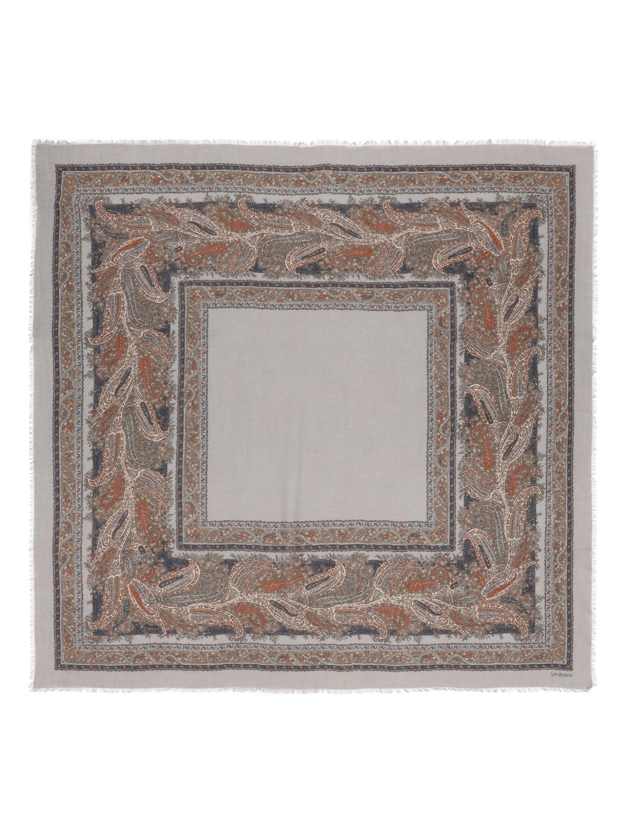 Кашемировый шарф с узором пейсли Saint Laurent, серый
Кашемировый шарф с узором пейсли Saint Laurent, серый