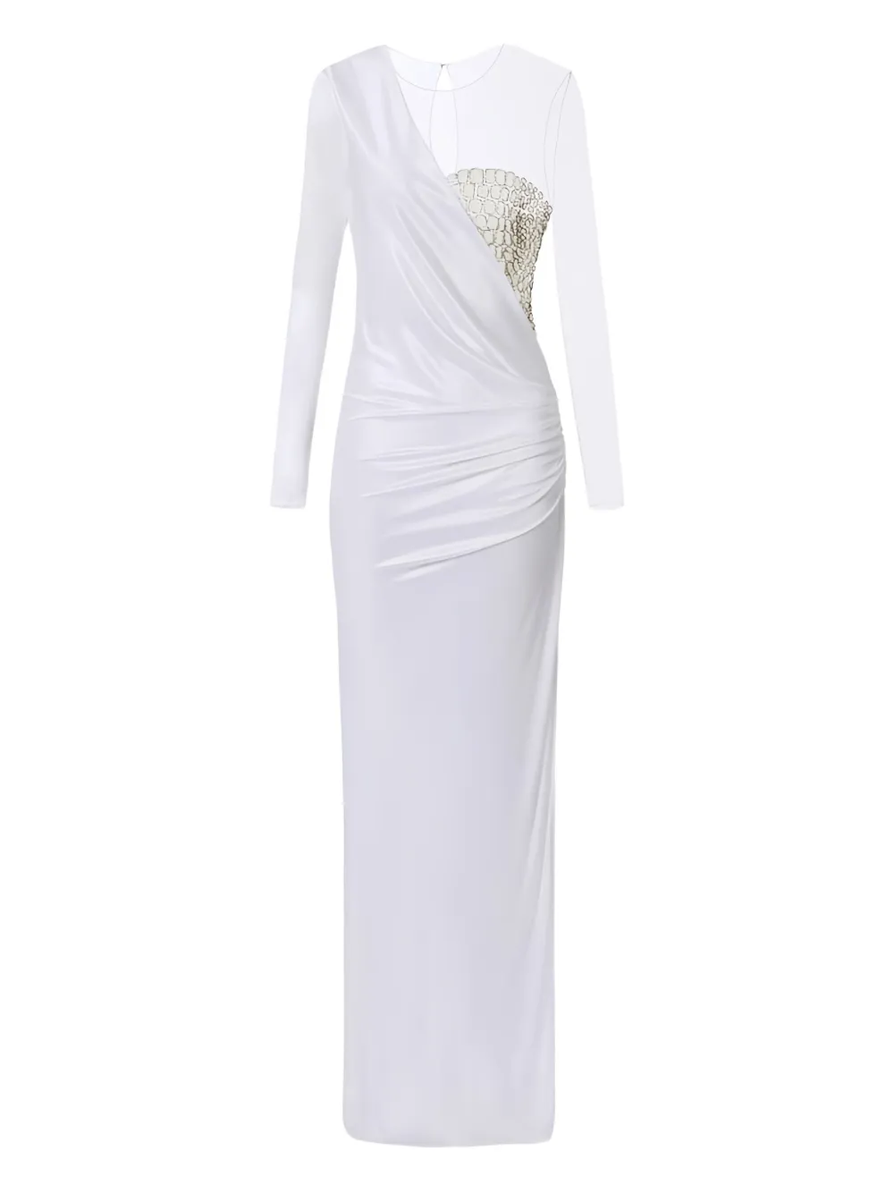 Платье макси с тиснением под кожу крокодила Elisabetta Franchi, белый 
Платье макси с тиснением под кожу крокодила Elisabetta Franchi, белый