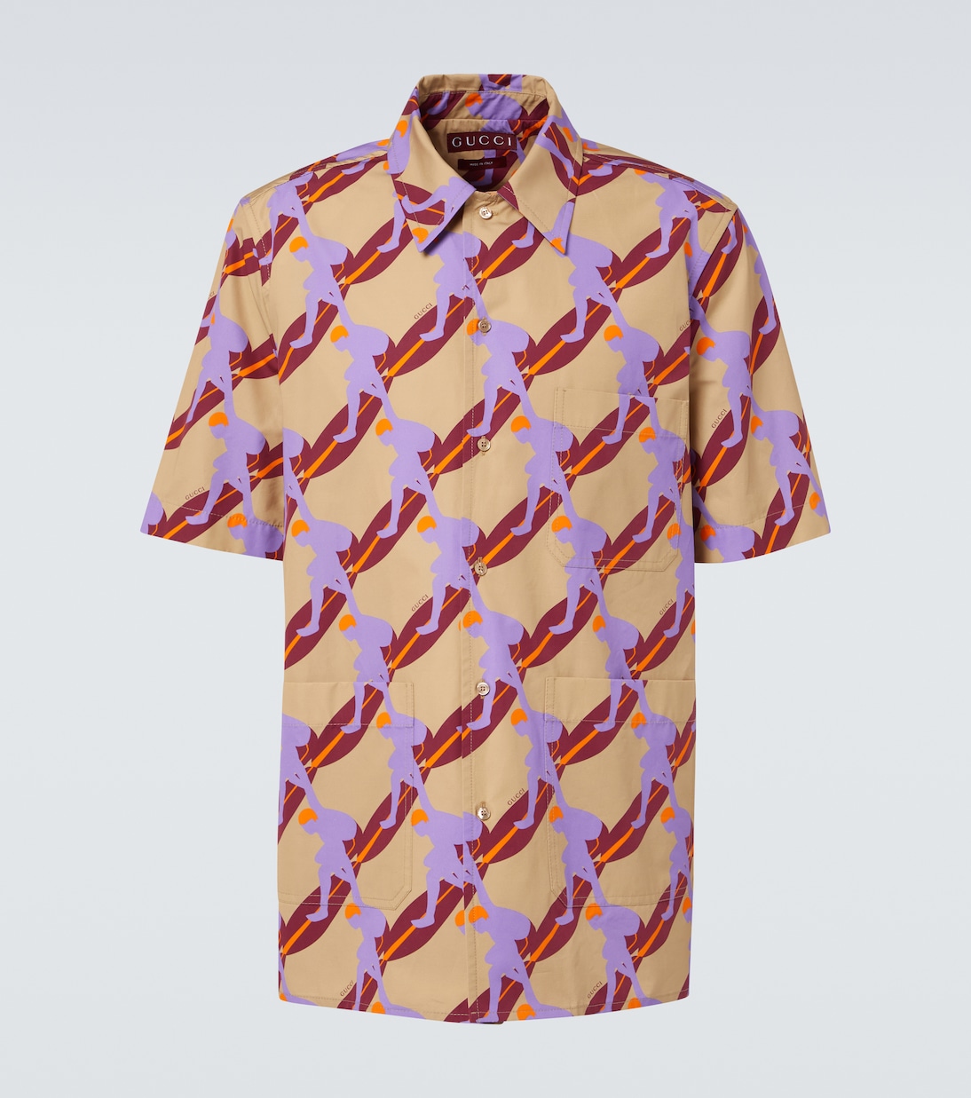 Хлопковая поплиновая рубашка для боулинга с принтом Gucci, Beige/R. Ancora/Mc
Хлопковая поплиновая рубашка для боулинга с принтом Gucci, Beige/R. Ancora/Mc