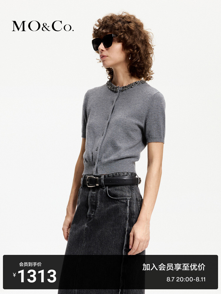 Вязаный кардиган Moco со стразами, серый
Вязаный кардиган Moco со стразами, серый