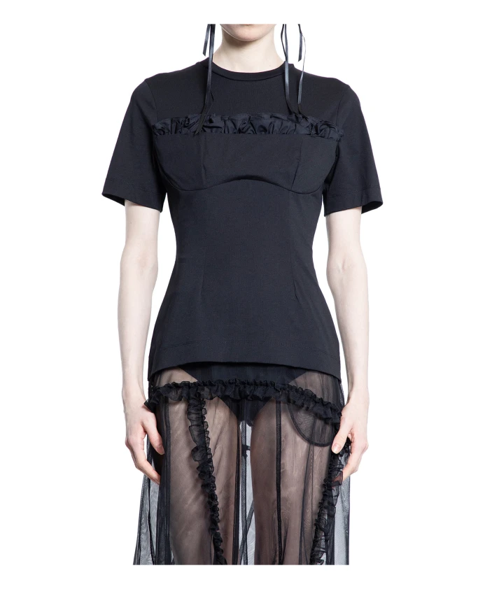 Футболка с оборками и балконетным вырезом. Simone Rocha, черный
Футболка с оборками и балконетным вырезом. Simone Rocha, черный