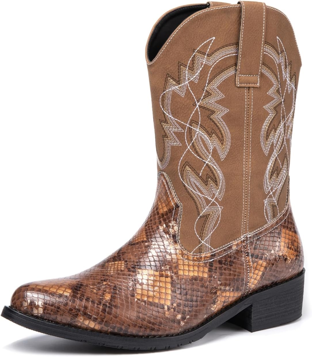 Ботинки Gnvkxeu Python Manning для мужчин, ковбойские, классический заостренный носок, западного стиля, с тянущейся змеиным принтом вышивкой, средние по голени, светло-коричневый
Ботинки Gnvkxeu Python Manning для мужчин, ковбойские, классический заостренный носок, западного стиля, с тянущейся змеиным принтом вышивкой, средние по голени, светло-коричневый