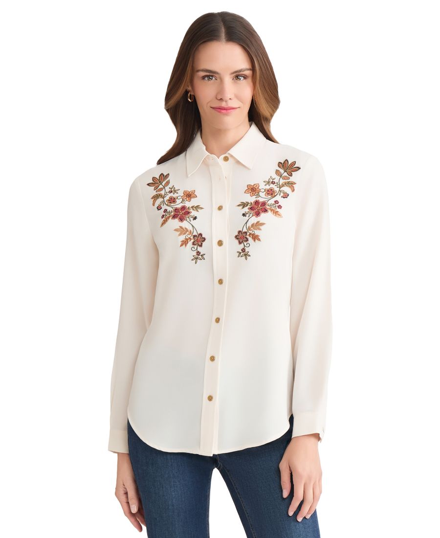 Женская блузка с воротником, длинными рукавами и застежкой на пуговицы спереди Jones New York, Natural
Женская блузка с воротником, длинными рукавами и застежкой на пуговицы спереди Jones New York, Natural