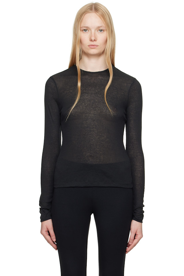 Полупрозрачная хлопковая футболка с длинным рукавом Skims, цвет soot
Полупрозрачная хлопковая футболка с длинным рукавом Skims, цвет soot