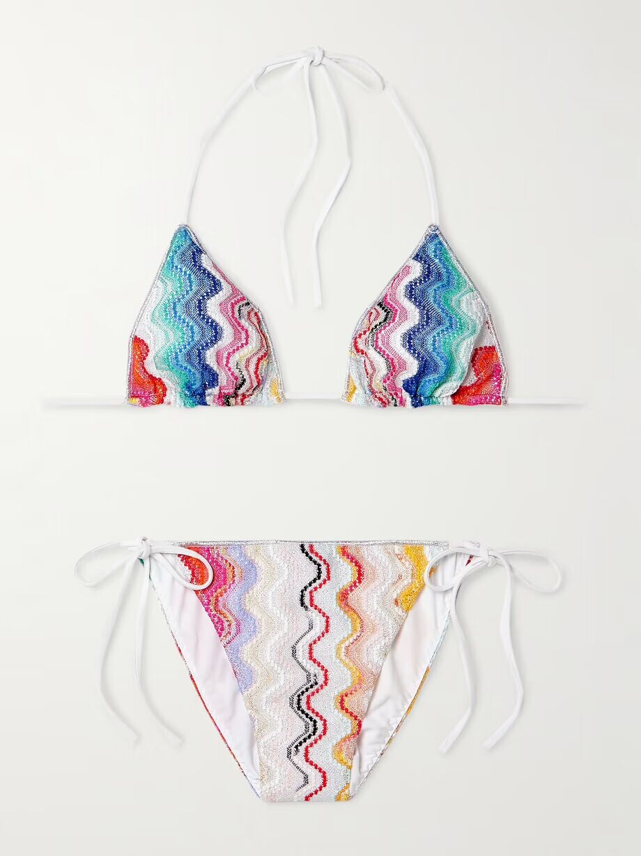 Бикини треугольной вязки крючком в металлическую полоску Mare Missoni, мультиколор
Бикини треугольной вязки крючком в металлическую полоску Mare Missoni, мультиколор
