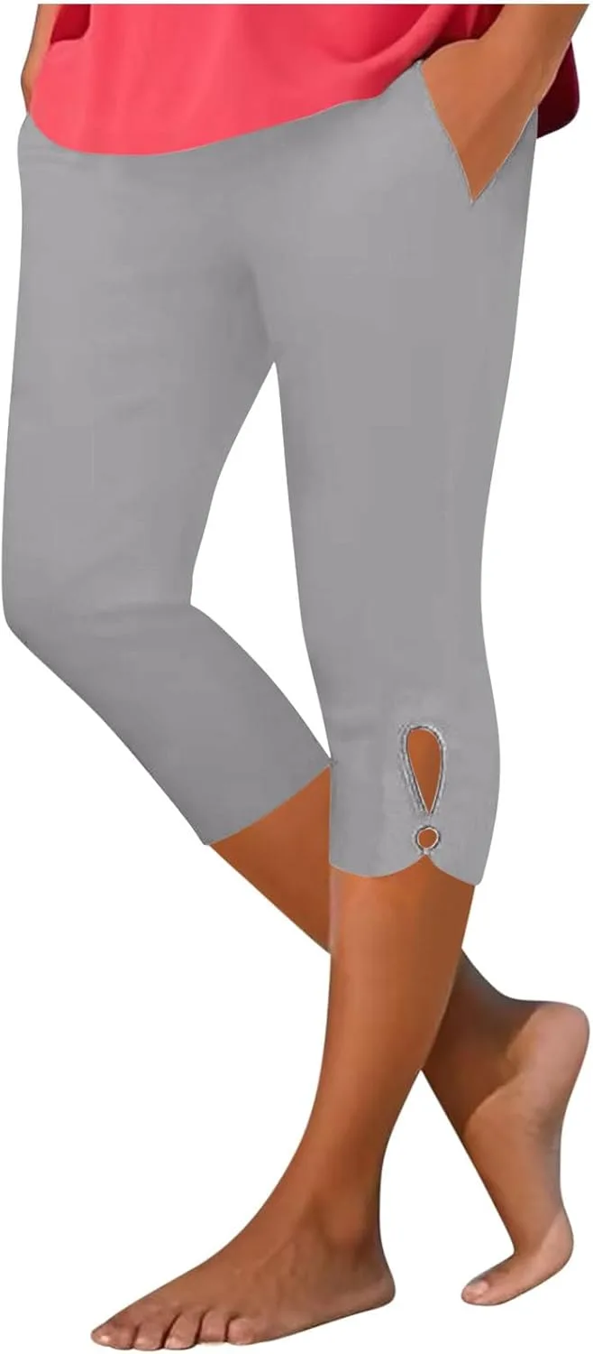 Женские капри для лета с карманами, высоким поясом и эффектом контроля живота GOHRSHA
Женские капри для лета с карманами, высоким поясом и эффектом контроля живота GOHRSHA