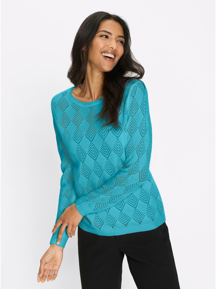 Ажурный свитер бирюзового цвета Sieh an!
Ажурный свитер бирюзового цвета Sieh an!