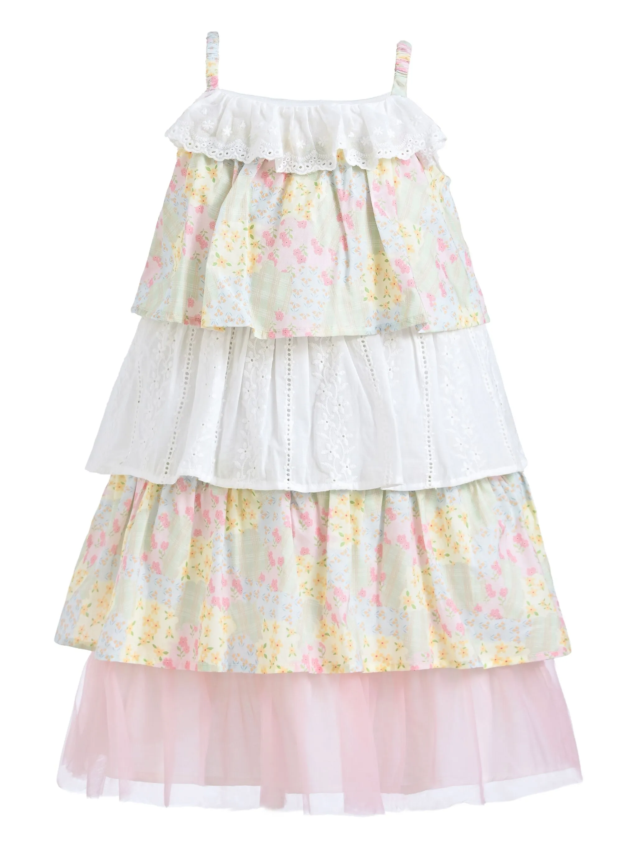 Ярусное платье с цветочным принтом Mimi Tutu, белый
Ярусное платье с цветочным принтом Mimi Tutu, белый