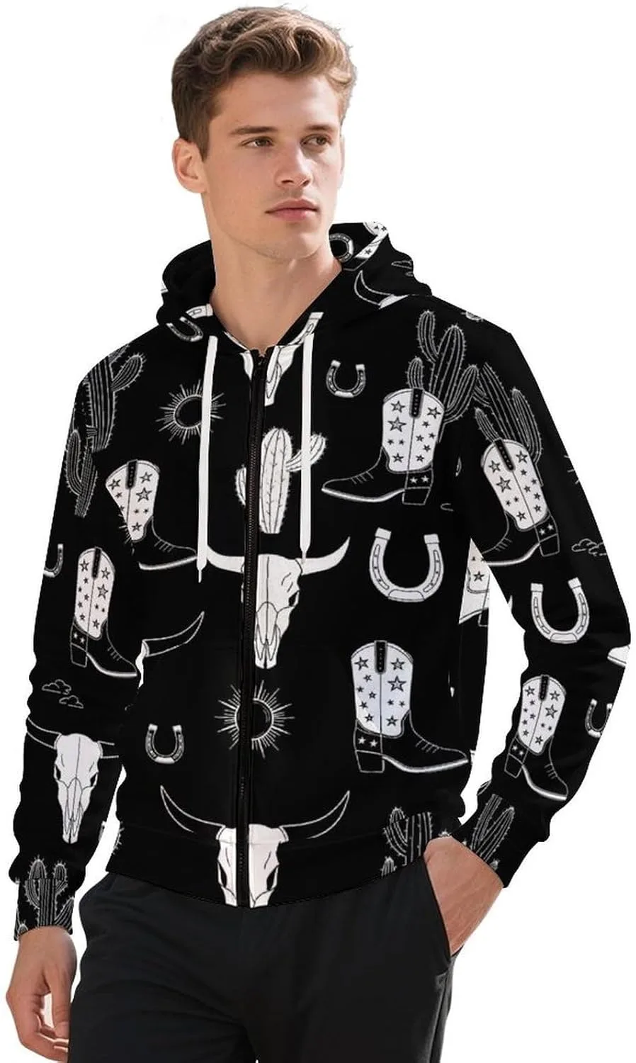 Мужская толстовка с капюшоном на молнии, белая, с карманом GemGam
Мужская толстовка с капюшоном на молнии, белая, с карманом GemGam