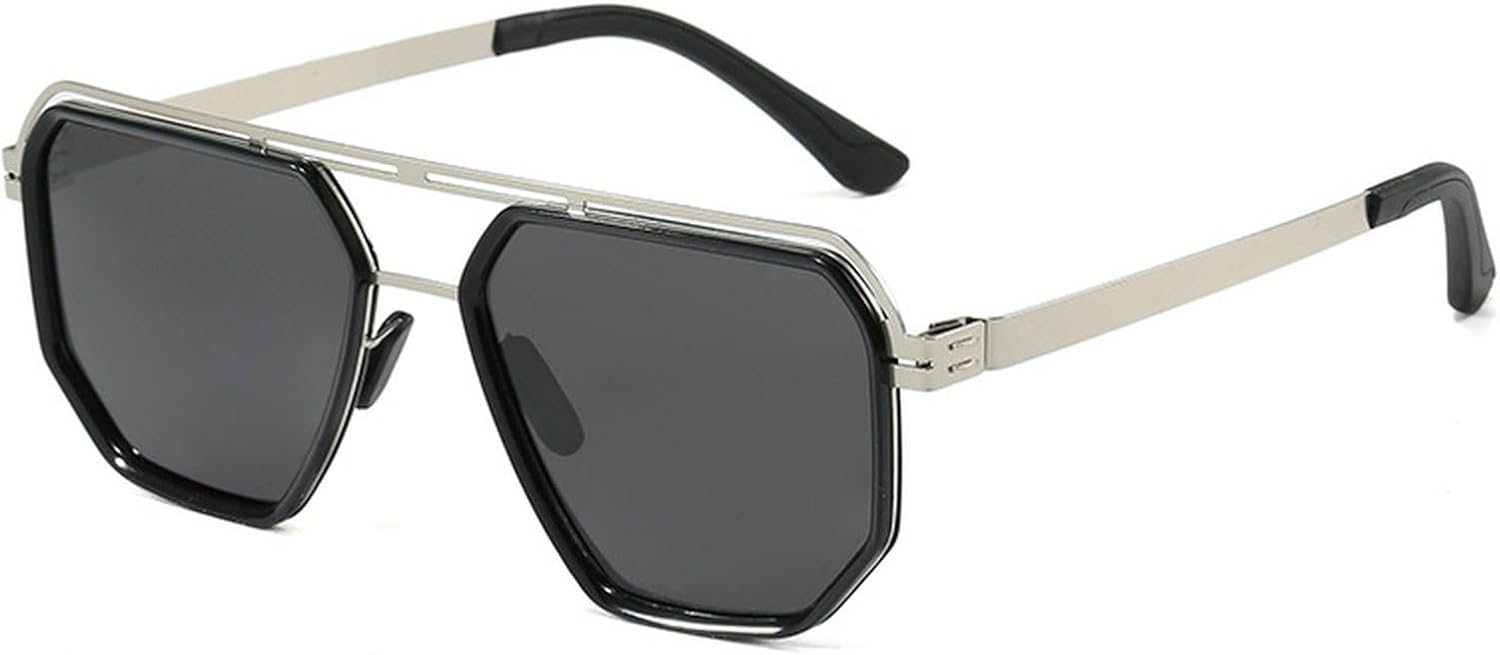 Крупные квадратные поляризованные солнцезащитные очки для мужчин 2025 года, очки-пилот, солнцезащитные очки с двойным лучом, многоугольные солнцезащитные очки в стиле панк для мужчин mincl, Silver Black
Крупные квадратные поляризованные солнцезащитные очки для мужчин 2025 года, очки-пилот, солнцезащитные очки с двойным лучом, многоугольные солнцезащитные очки в стиле панк для мужчин mincl, Silver Black