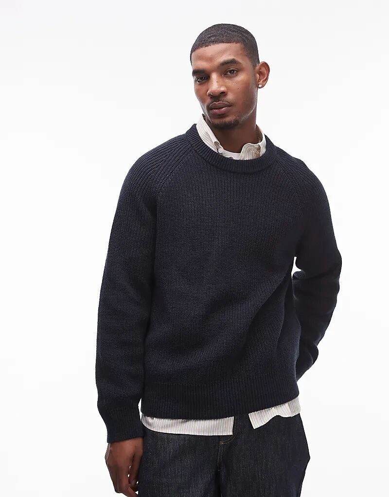 Трикотажный свитер ARKET из смеси льна темно-синего цвета 
Трикотажный свитер ARKET из смеси льна темно-синего цвета