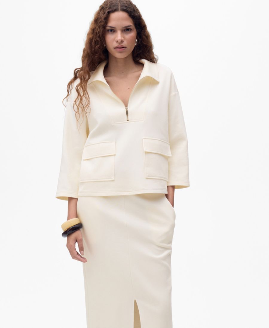 Женская куртка с карманами и рукавами три четверти MANGO, Ecru
Женская куртка с карманами и рукавами три четверти MANGO, Ecru